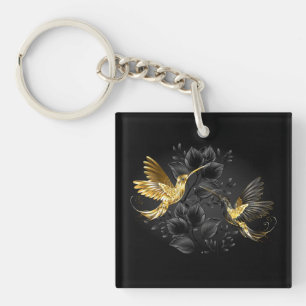 Black and Gold Hummingbird Key Ring
