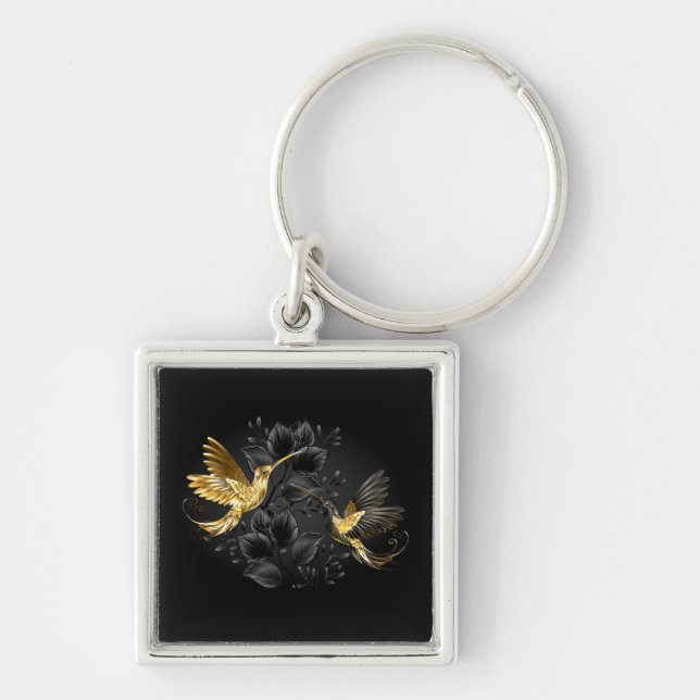 Black and Gold Hummingbird Key Ring (Front)