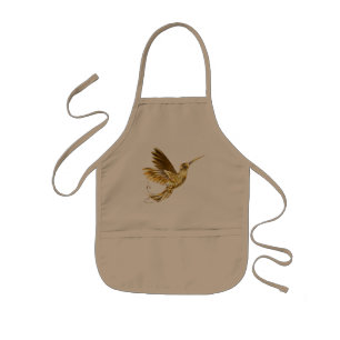 Black and Gold Hummingbird Kids Apron