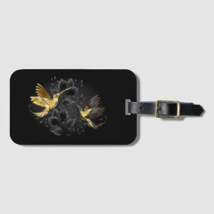 Black and Gold Hummingbird Luggage Tag