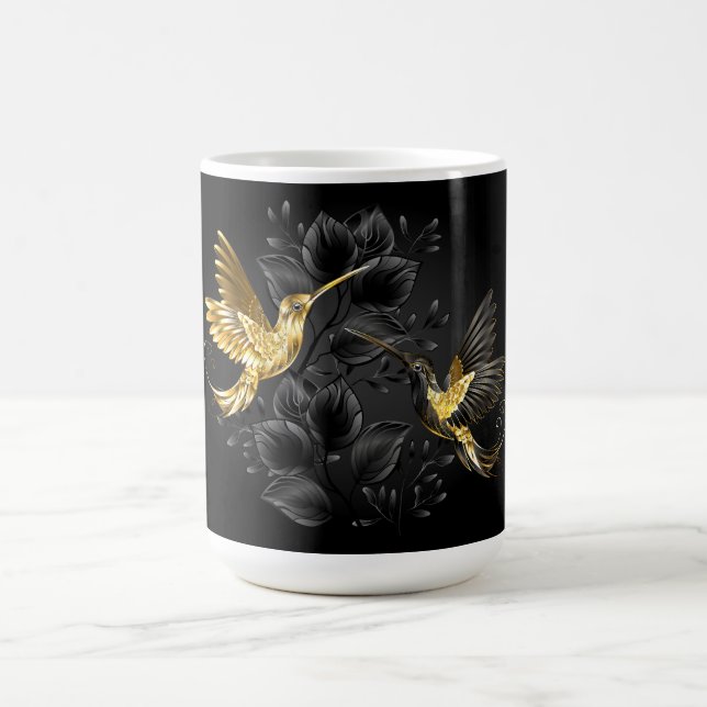 Black and Gold Hummingbird Magic Mug (Center)
