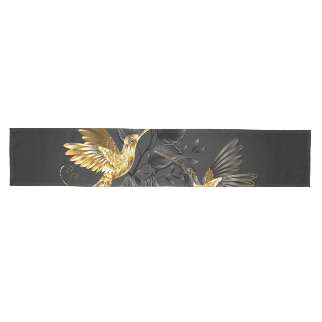 Black and Gold Hummingbird Medium Table Runner (Horizontal)
