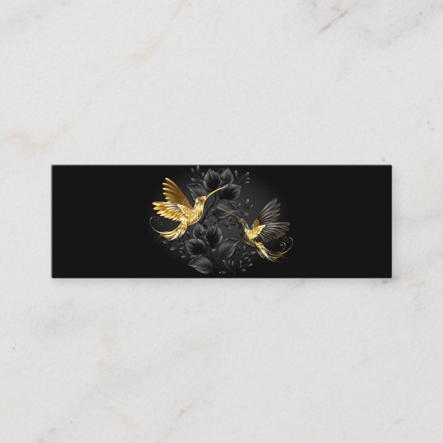 Black and Gold Hummingbird Mini Business Card (Front)