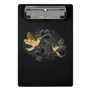 Black and Gold Hummingbird Mini Clipboard