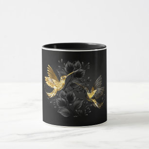 Black and Gold Hummingbird Mug