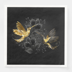 Black and Gold Hummingbird Napkin