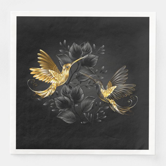 Black and Gold Hummingbird Napkin (Front)
