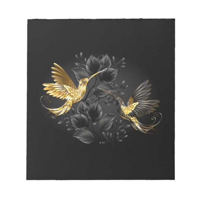 Black and Gold Hummingbird Notepad (Front)