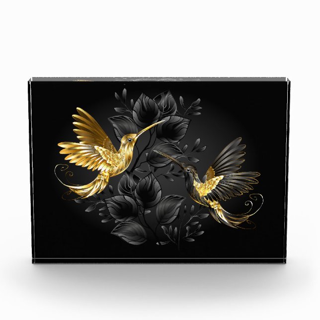 Black and Gold Hummingbird Photo Block (Front)