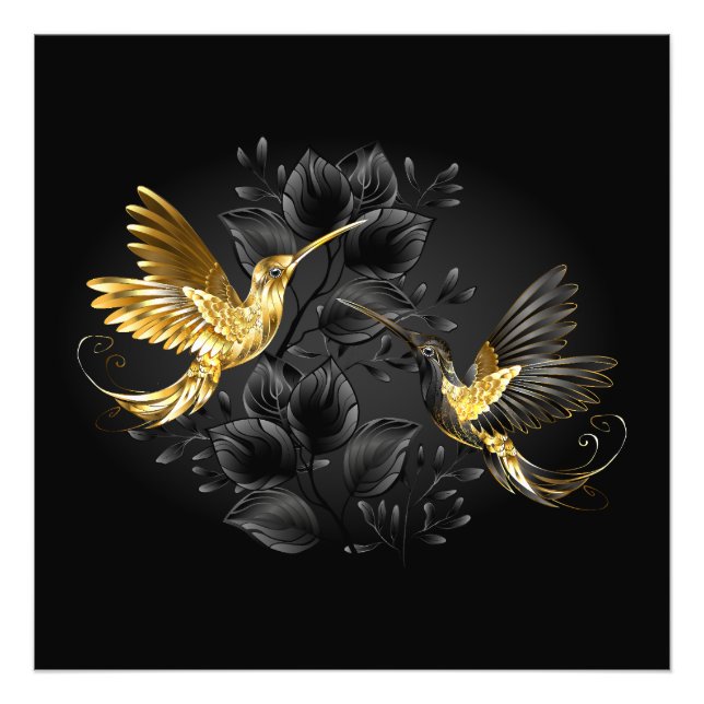 Black and Gold Hummingbird Photo Print (Front)