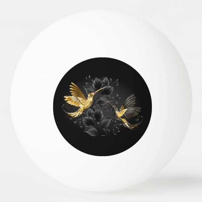 Black and Gold Hummingbird Ping Pong Ball (Front)