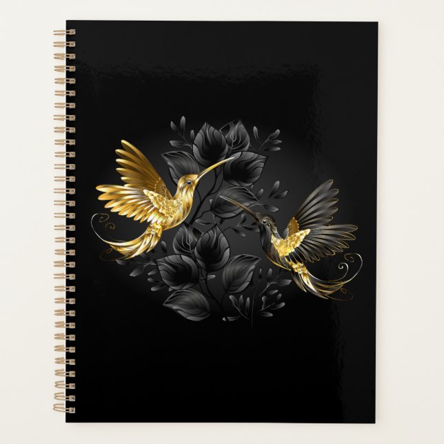 Black and Gold Hummingbird Planner (Front)