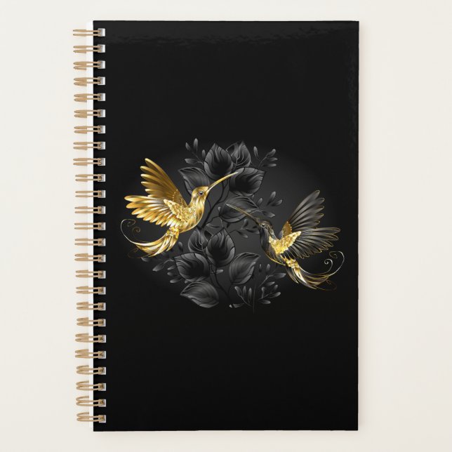 Black and Gold Hummingbird Planner (Front)