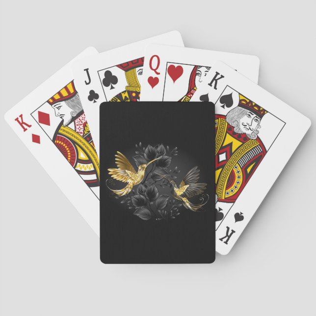Black and Gold Hummingbird Playing Cards (Back)