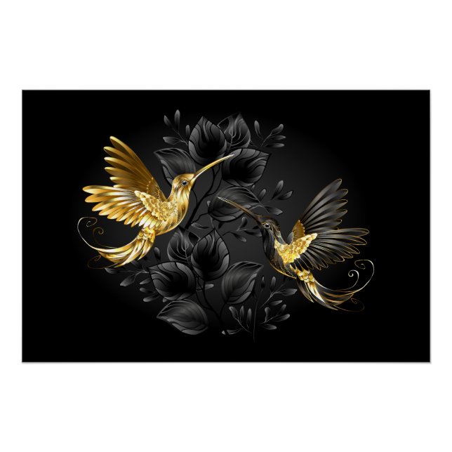 Black and Gold Hummingbird Poster (Front)