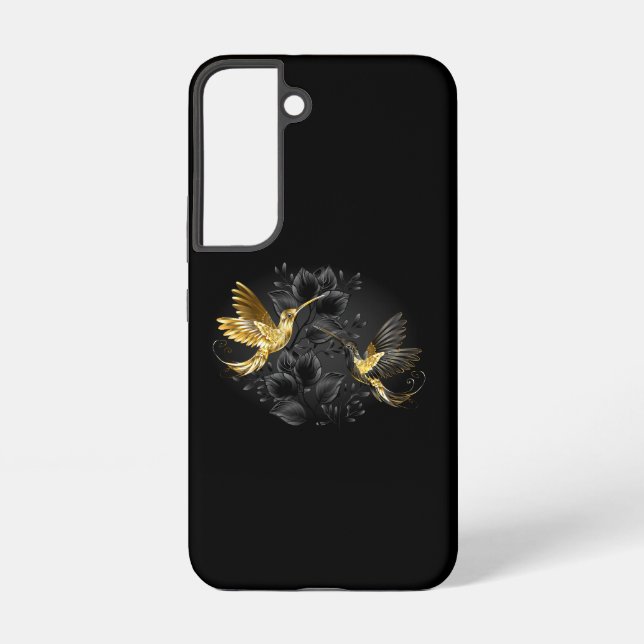 Black and Gold Hummingbird Samsung Galaxy S22 Case (Back)