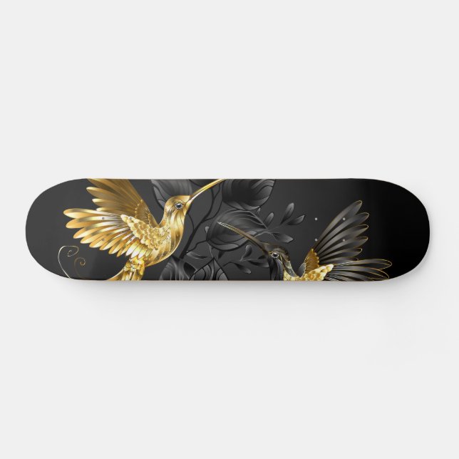 Black and Gold Hummingbird Skateboard (Horz)