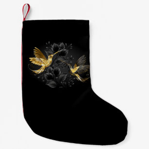 Black and Gold Hummingbird Small Christmas Stocking