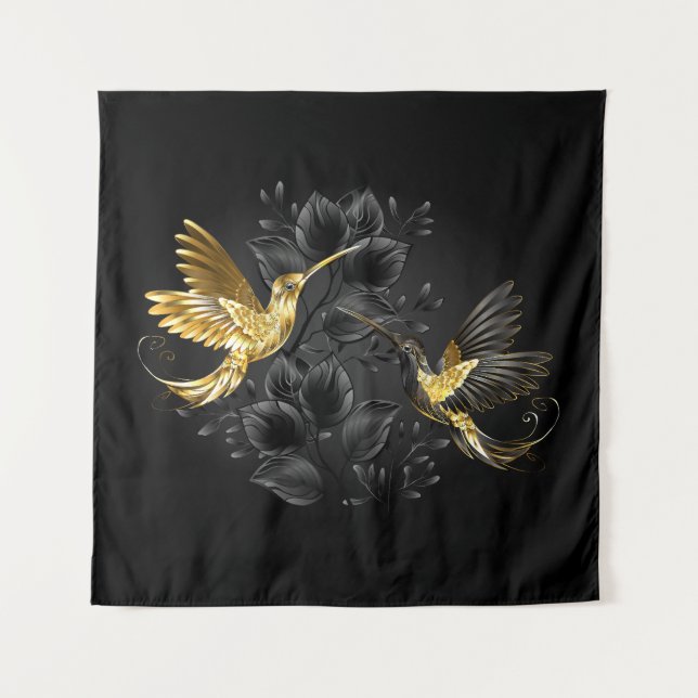 Black and Gold Hummingbird Tapestry (Front)
