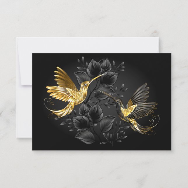 Black and Gold Hummingbird Thank You Card (Front)