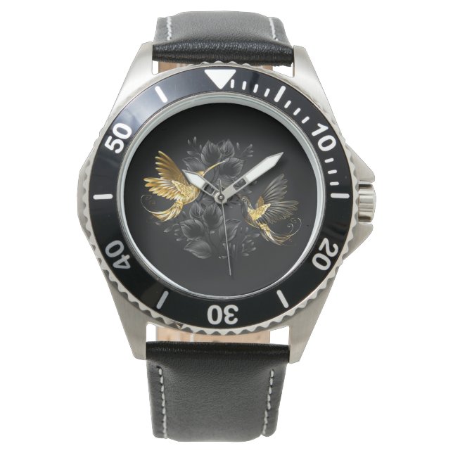 Black and Gold Hummingbird Watch (Front)