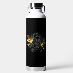 Black and Gold Hummingbird Water Bottle
