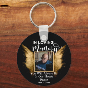 Black And Gold In Loving Memory Custom Photo Key Ring
