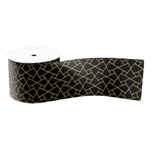 Black and Gold Islamic Pattern Custom Ribbon Grosgrain Ribbon