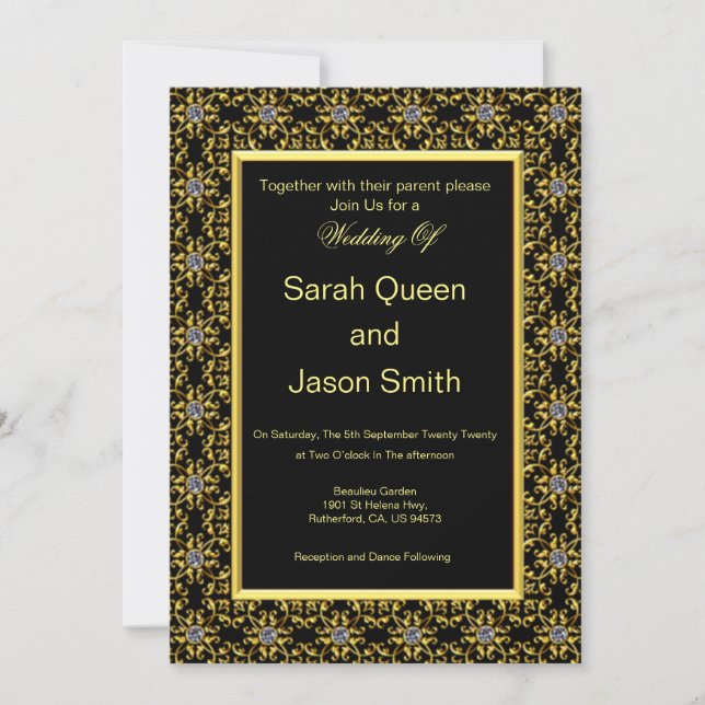 Black And Gold Islamic Wedding Invitation (Front)