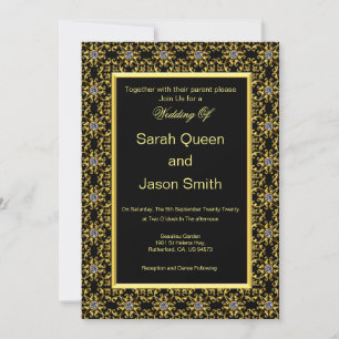 Black And Gold Islamic Wedding Invitation