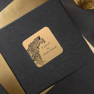 Black and Gold Jaguar Handmade by Square Sticker