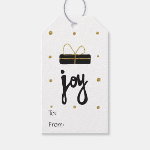 Black and gold Joy gift present sophisticated Tags