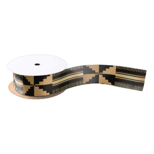 Black and Gold Kente Print ll Satin Ribbon