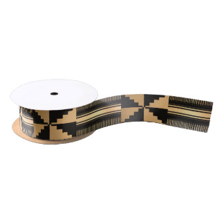 Black and Gold Kente Print ll Satin Ribbon