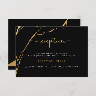 Black and Gold Kintsugi Reception Invitation