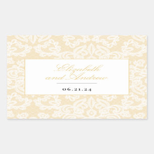Black and Gold Lace Elegant Script Wedding Rectangular Sticker