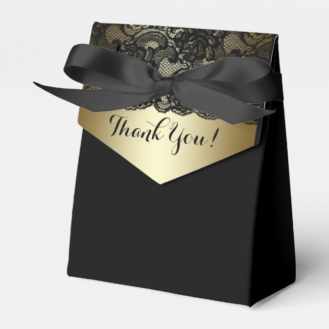 Black and Gold Lace Favour Boxes (Front Side)
