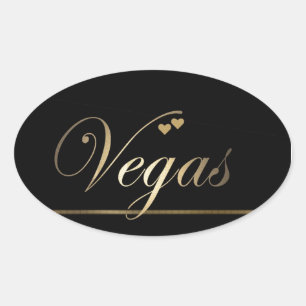 Black and Gold Las Vegas Oval Sticker