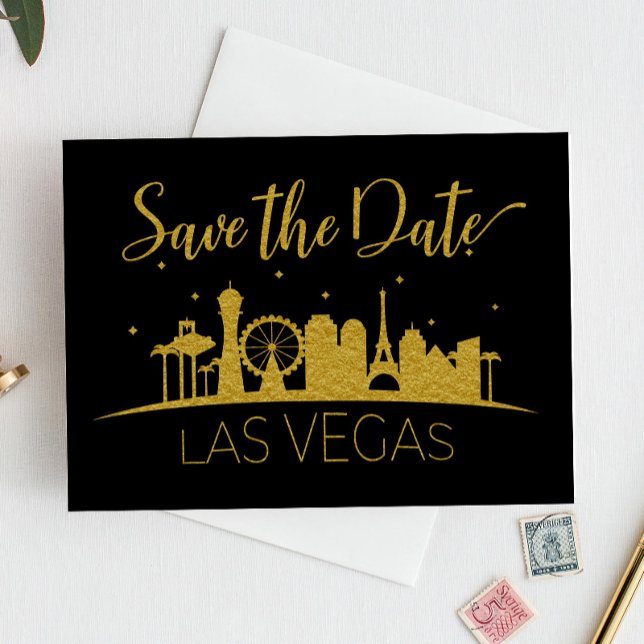 Black and Gold Las Vegas Wedding Save The Date Invitation (Creator Uploaded)