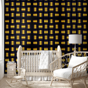 Black and Gold Lattice Design Wallpaper