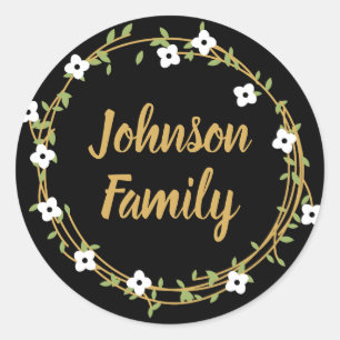 Black and Gold Laurel  Wreath Customised Stickers