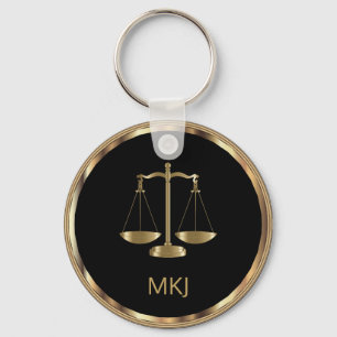 Black and Gold Law Design  -Monogram  Key Ring