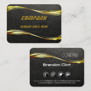 Black and gold leather modern business card