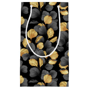Black and gold leaves. Pattern Small Gift Bag