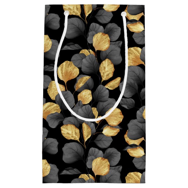 Black and gold leaves. Pattern Small Gift Bag (Front)