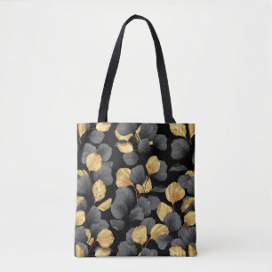 Black and gold leaves. Pattern Tote Bag
