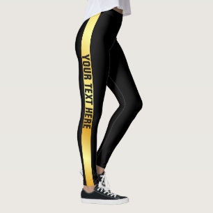 Black And Gold Leggings Add Name Text Template