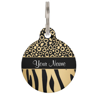 Black and Gold Leopard and Zebra Pattern Pet Tag