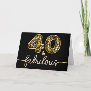 Black and Gold Leopard Glam 40 and Fabulous Card