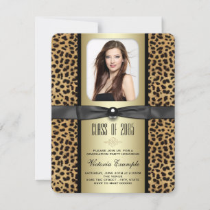 Black and Gold Leopard Graduation Announcement